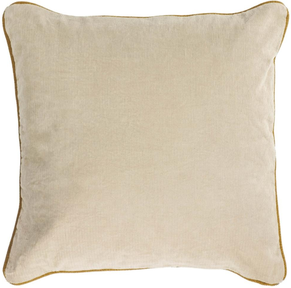 Pudebetræk Kave Home Kelaia 45x45 cm  -  100% bomuld fløjl med kontrastkant i beige