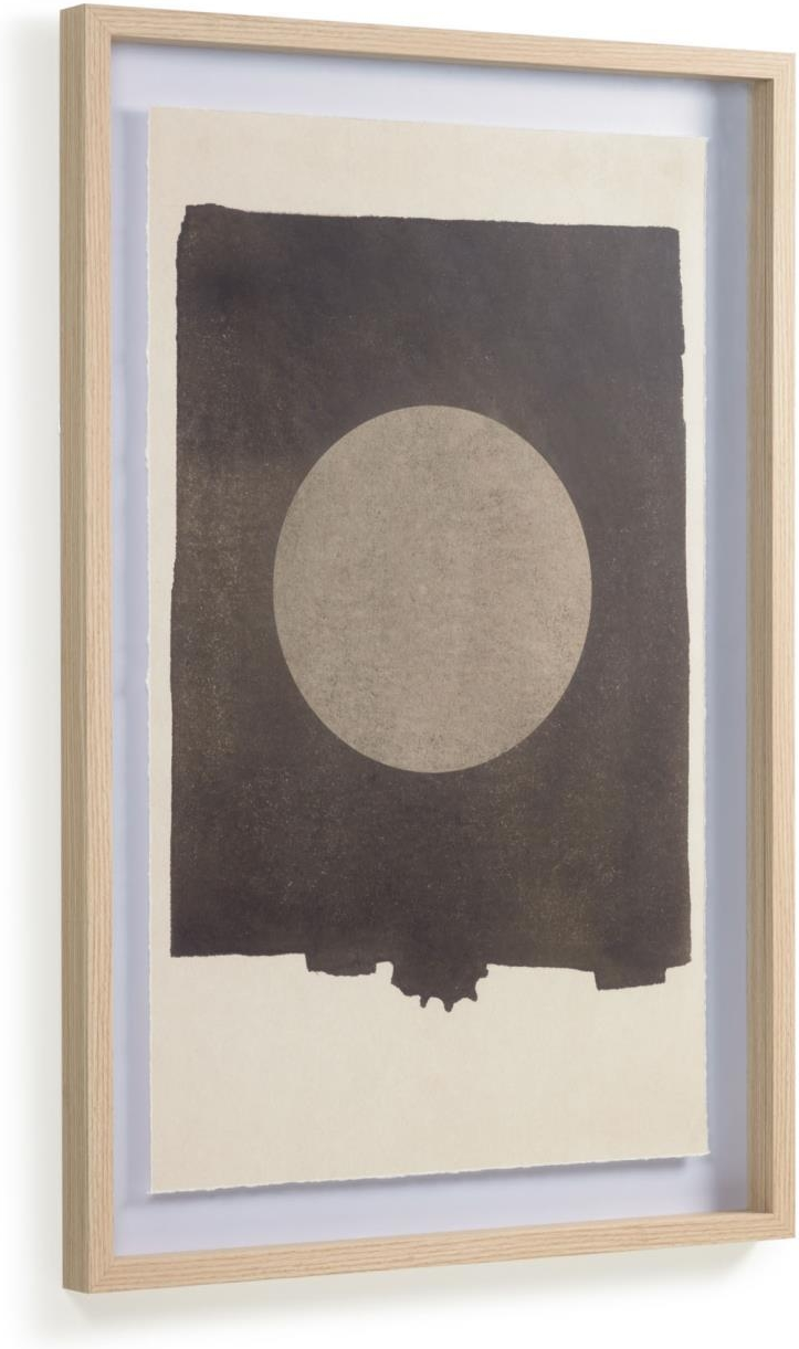 Vægkunst i træramme Kave Home Naira 90x60 cm - abstrakt lærredsbillede i jordfarver
