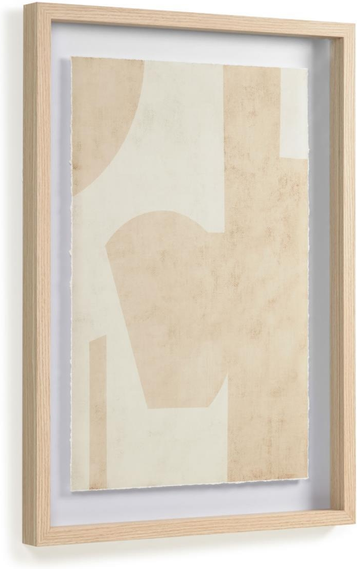Billede med ramme Kave Home Nannete  -  abstrakt lærredsvægkunst i beige, 70x4x50 cm