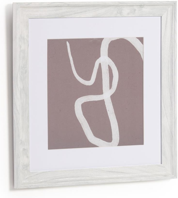 Abstrakt vægbillede Kave Home Llucia i varme jordfarver med hvid træramme 40 x 40 cm  -  moderne nordisk design