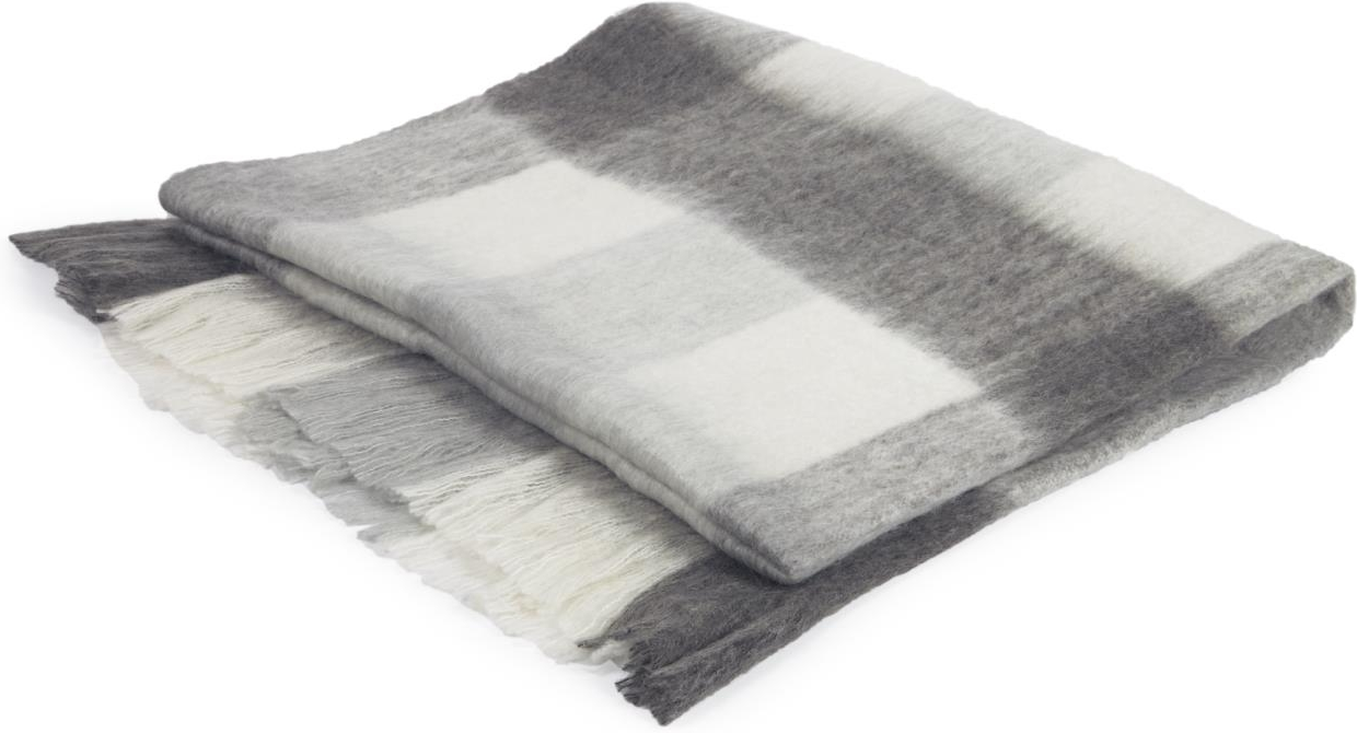 Plaid Catarina fra Kave Home  -  moderne ternet, blødt tæppe i uld og polyester 125x150 cm