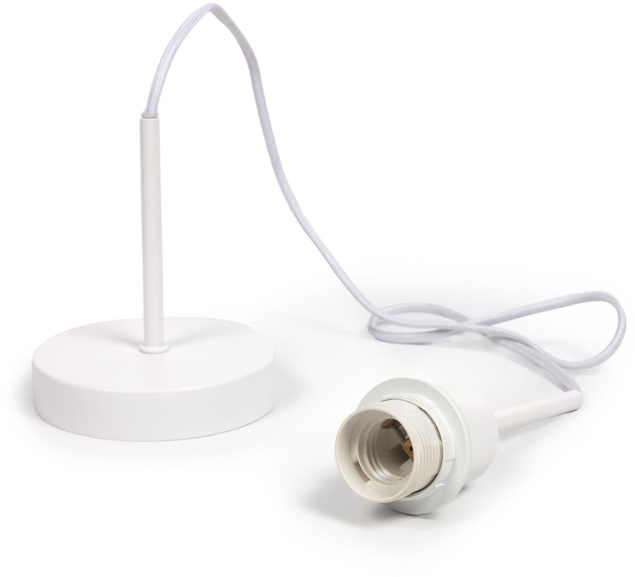 Loftlampeophæng Kave Home Fulvia hvid metal lampefatning med 1,5 m stofkabel E27