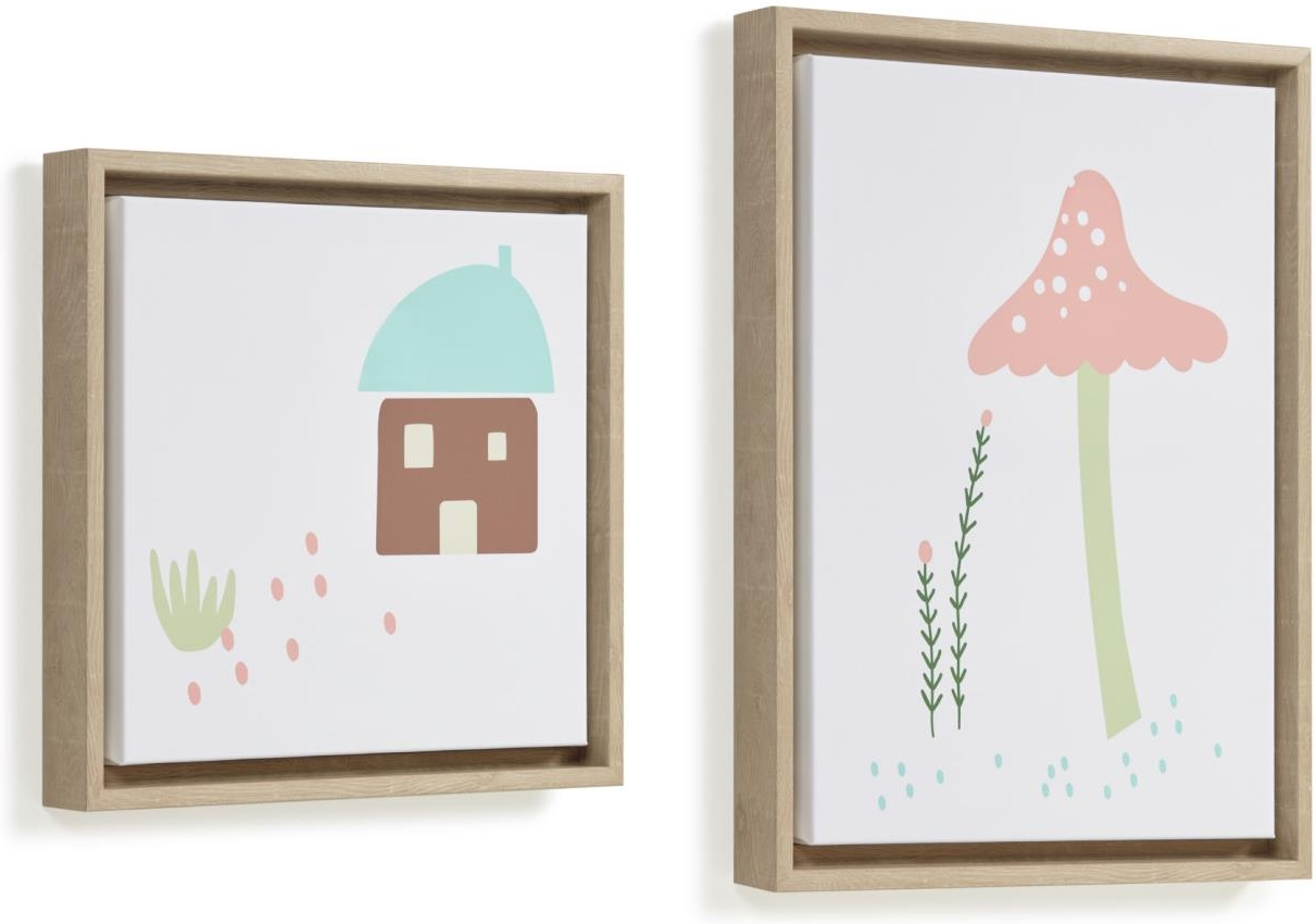 Stofbilleder med ramme 2-pak Kave Home Leshy 40Ã30 cm flerfarvet