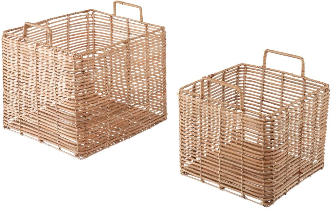 Opbevaringskurve Kave Home Dalina i rattan natur sæt af 2 30x31x31 cm