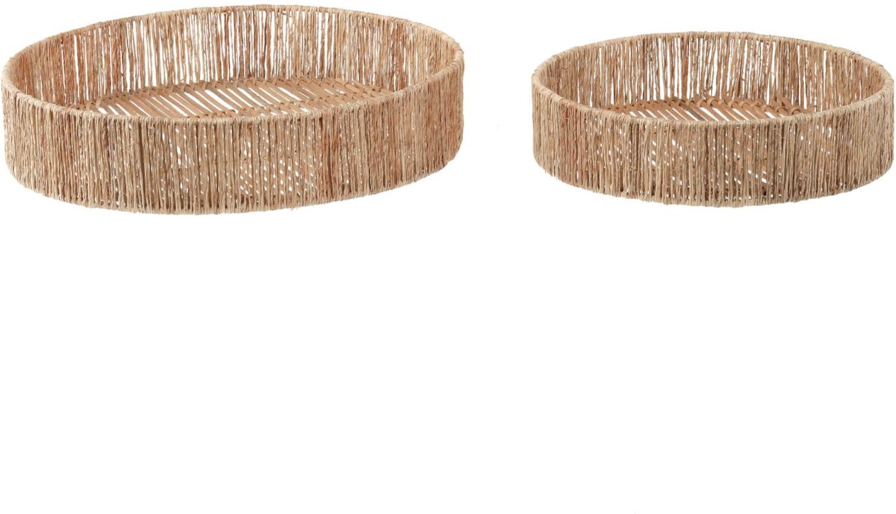 Serveringsbakker sæt 2 stk Kave Home Estibalis håndvævet rattan natur