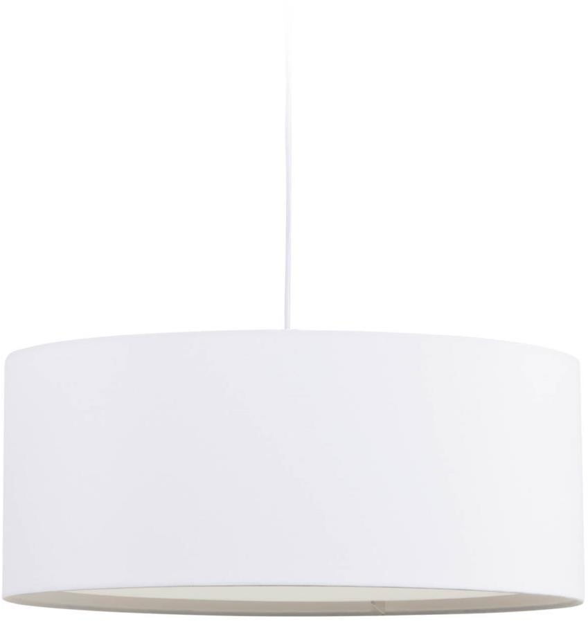 Pendellampe Kave Home Santana  -  hvid loftlampe i stof og PVC, justerbar højde Ø50 x H25 cm