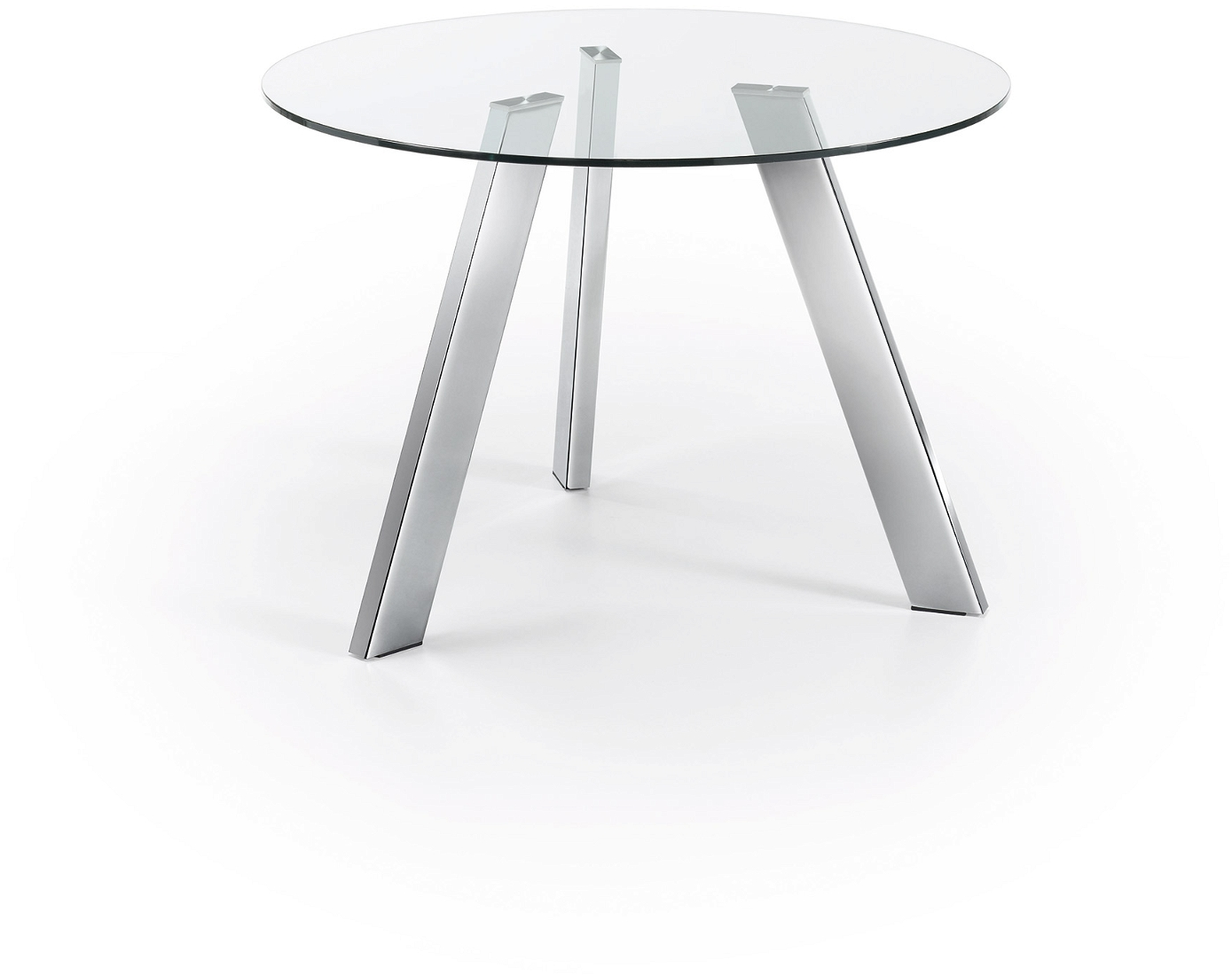 Spisebord Kave Home Carib rund Ø110 cm hærdet glas & forkromet stål