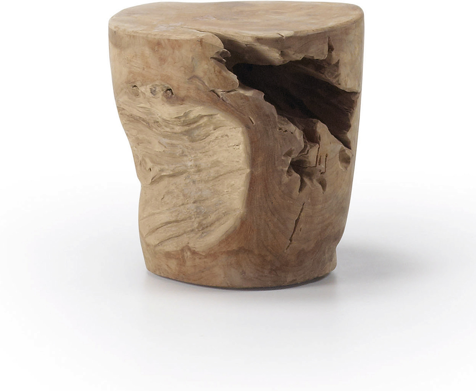 Sidebord Kave Home Tropicana i massivt teak  -  rustik kolonial småbord Ø35 cm