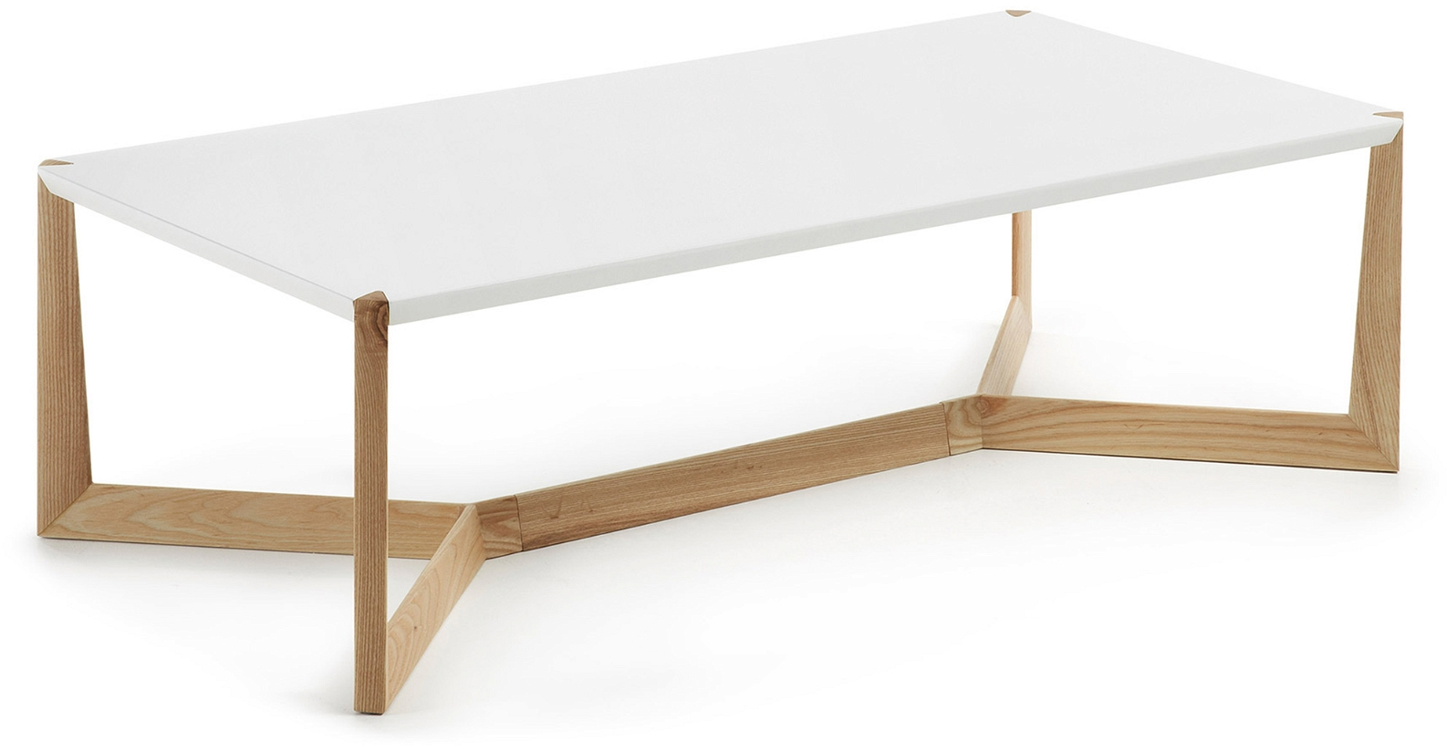 Sofabord/kaffebord Kave Home Quatro hvidlakeret MDF asketræsfødder natur 120x60 cm