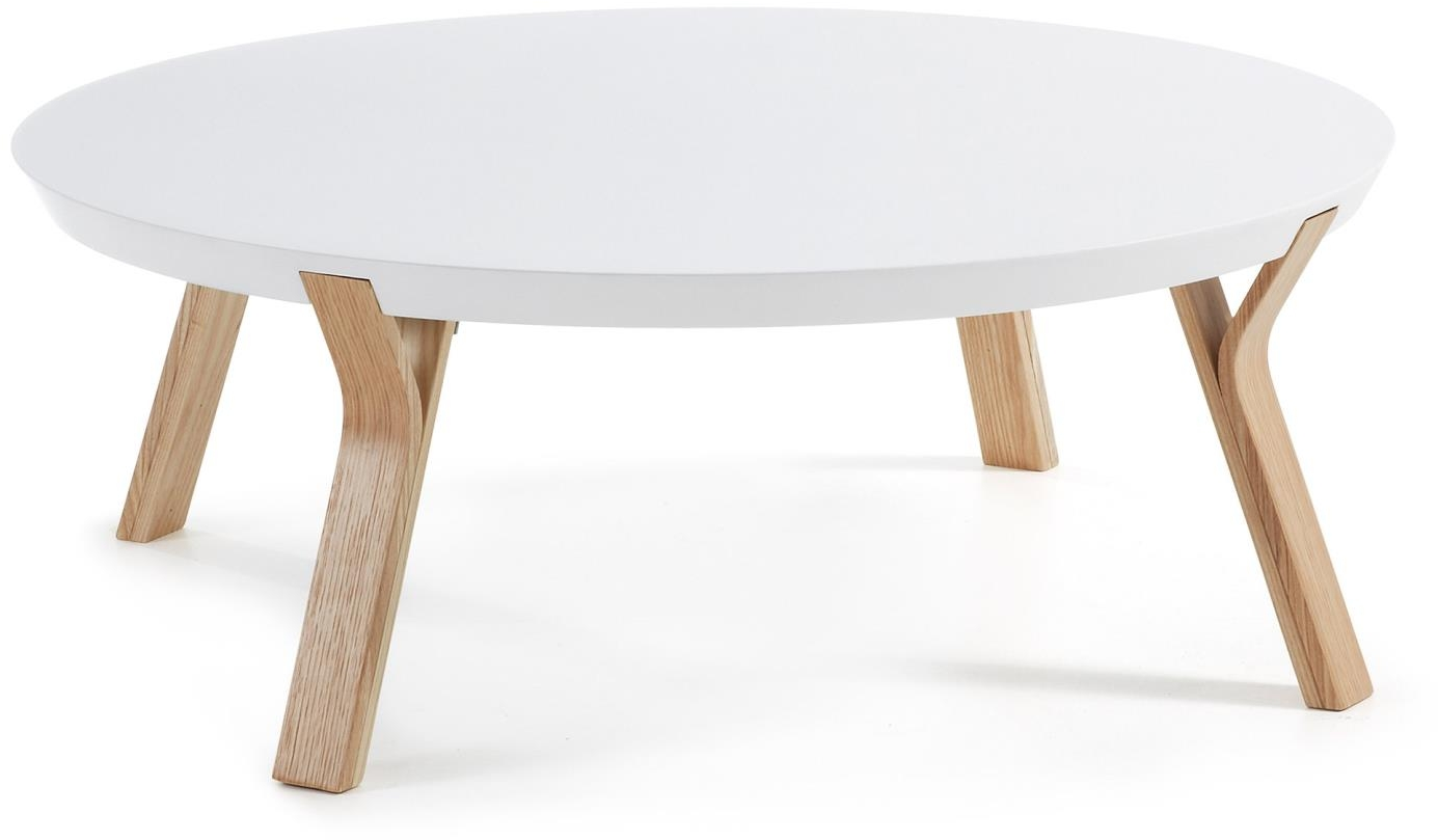 Sofabord Kave Home Dilos rund Ø90 x H32 cm hvid/natur nordisk moderne