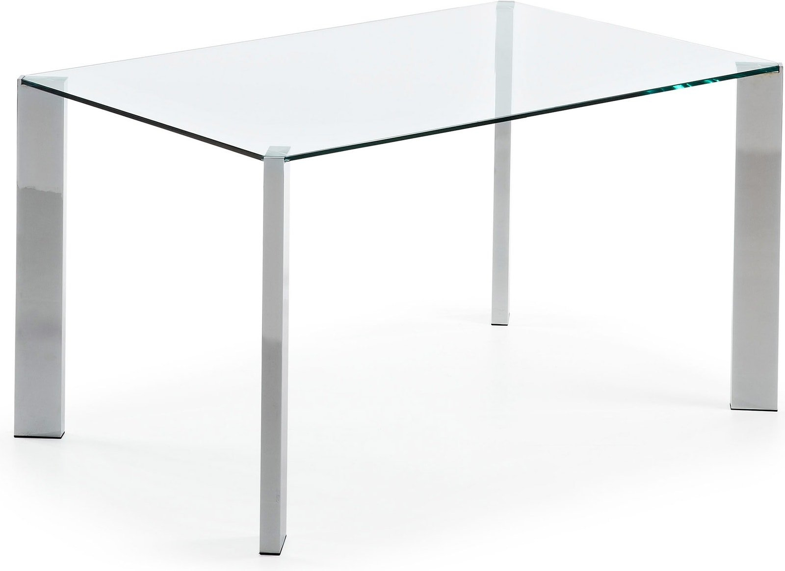 Spisestuebord Kave Home Spot i klart hærdet glas med forkromede stålben  -  moderne design  -  plads til 6