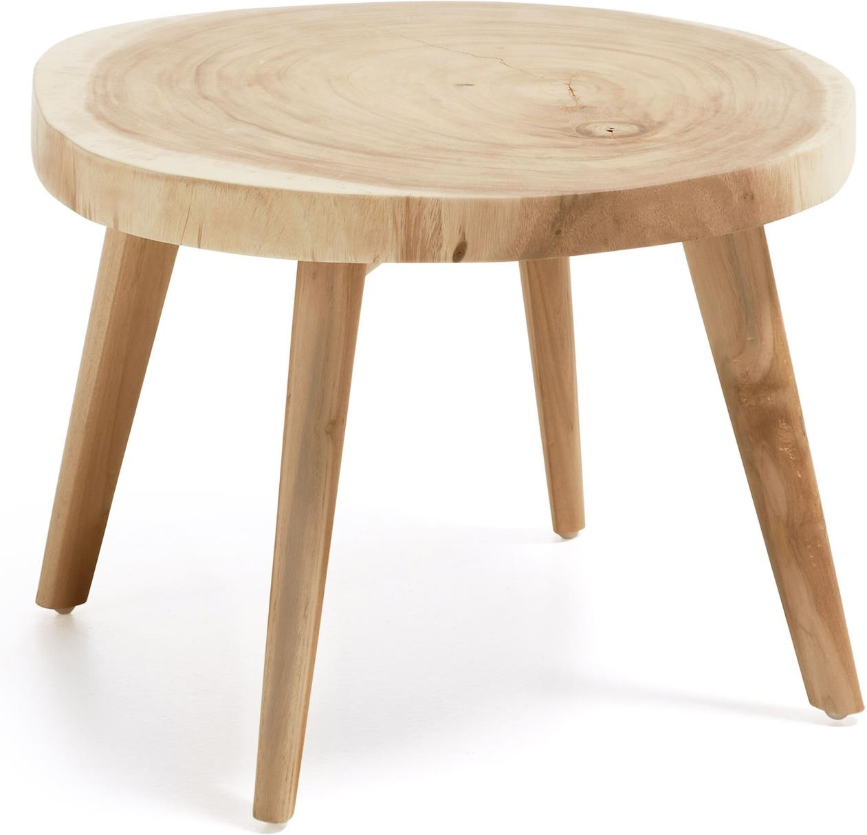 Udendørs sidebord Kave Home Wellcres massivt mungurtræ Ø65 x H41 cm natur