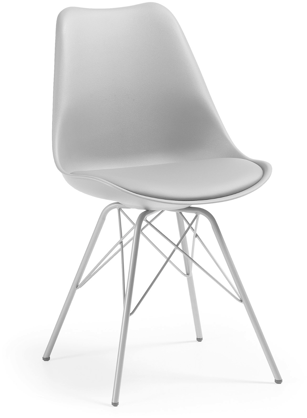 Spisebordsstol Kave Home Ralf grå  -  polstret nordisk design med stålben