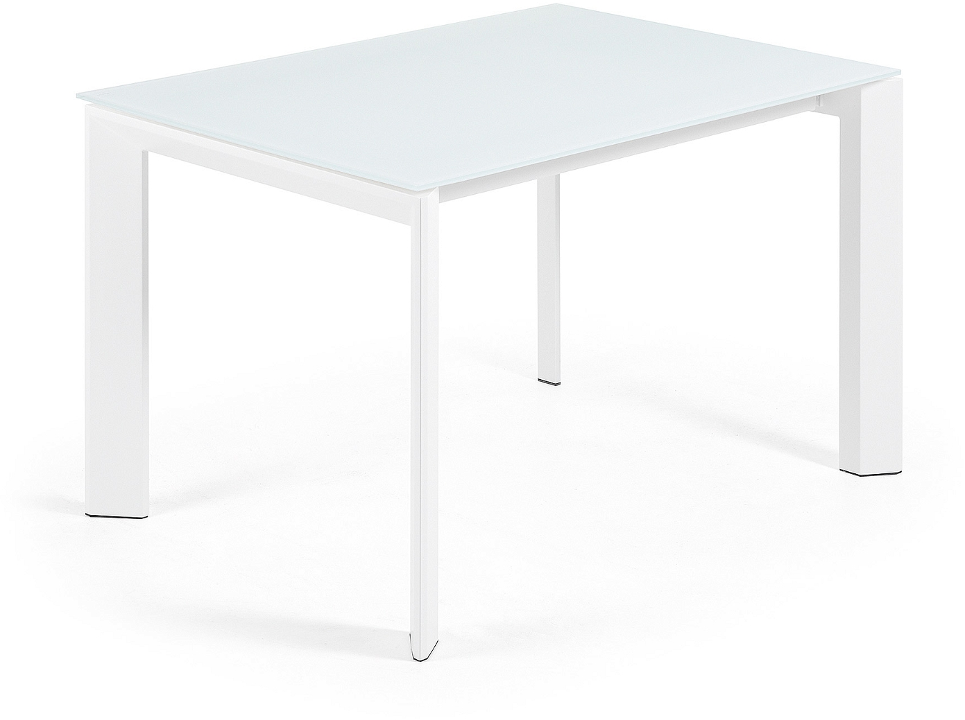 Spisebord med udtræk Kave Home Axis, frosted hærdet glas og stål, grå, 120x80x76 cm, til 8 personer