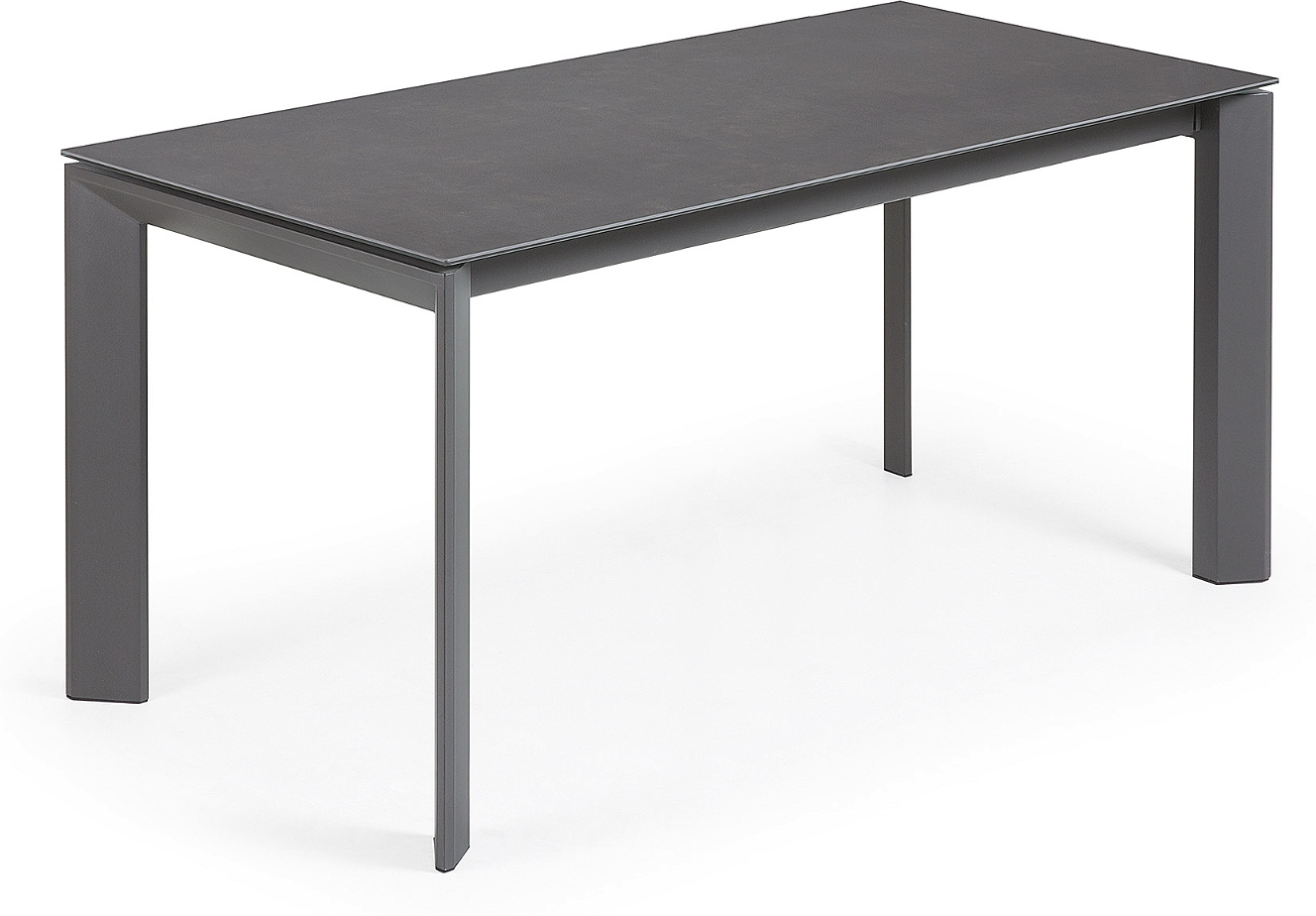 Kave Home Axis spisebord med udtræk i mørkegrå keramik 160-220 cm