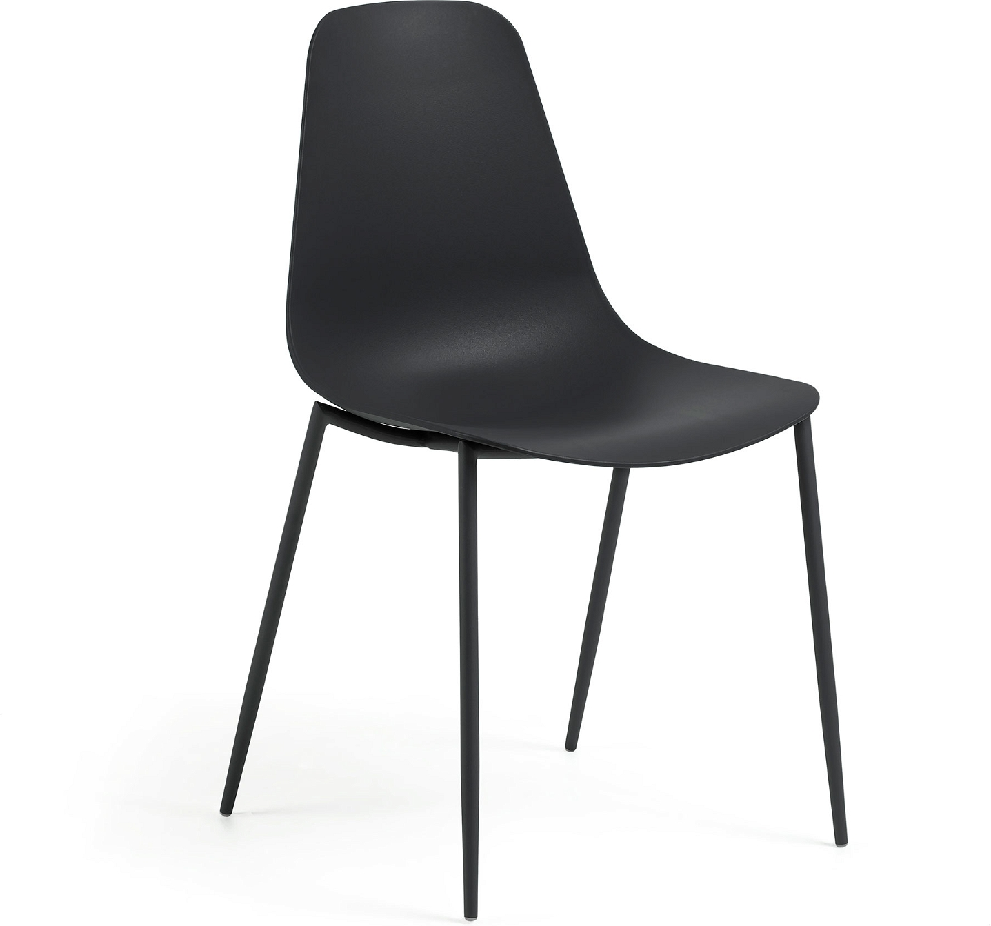 Spisebordsstol Kave Home Whatts  -  nordisk moderne design i sort polypropylen med matlakerede stålben