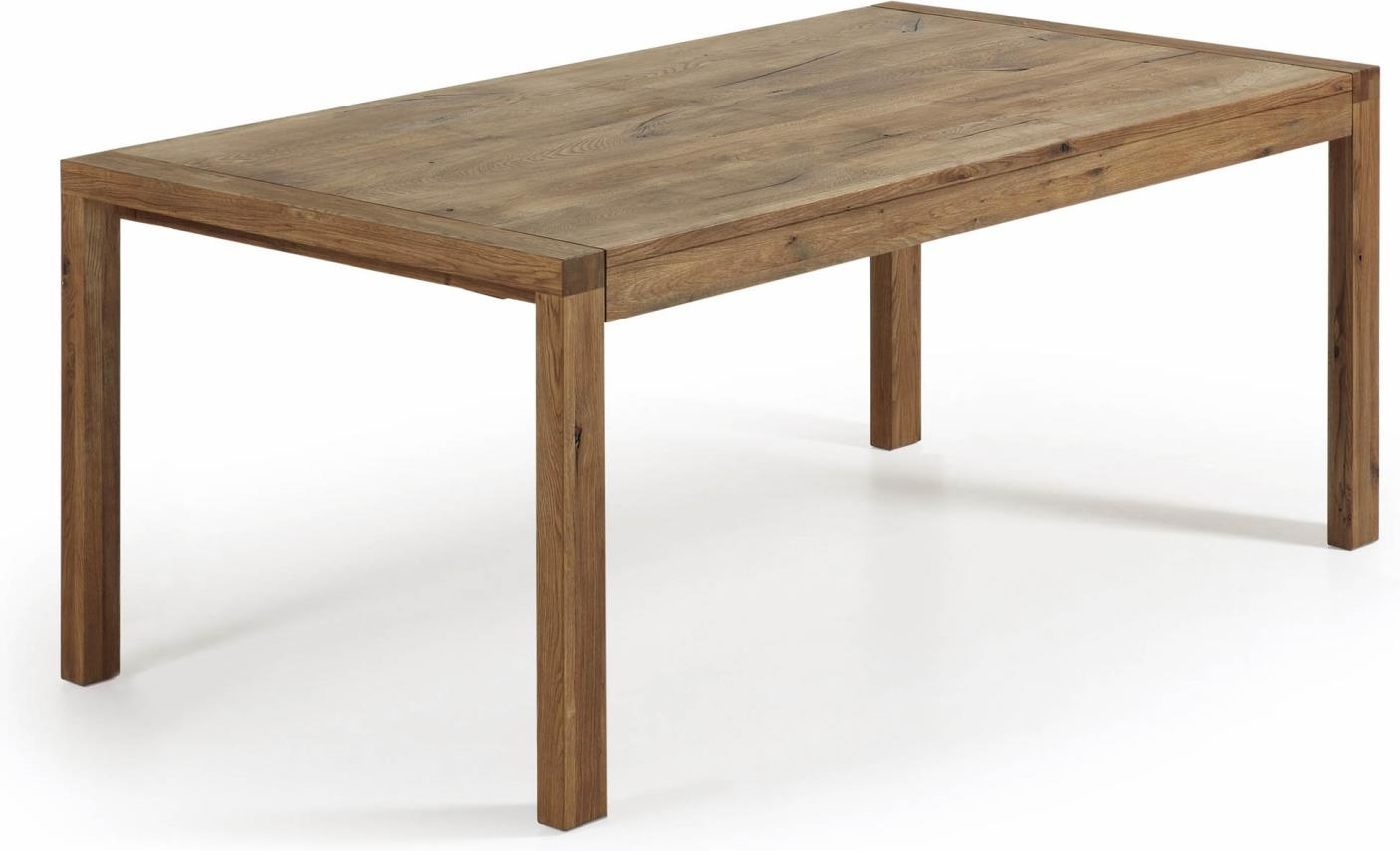 Spisebord med udtræk Kave Home Briva i massivt egetræ mørk natur 180-240 cm