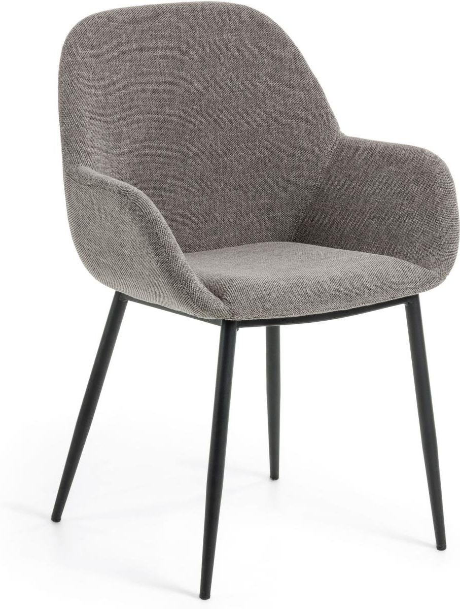 Spisebordsstol med armlæn Kave Home Konna polstret stof grå/sort H83xB55xD59 cm