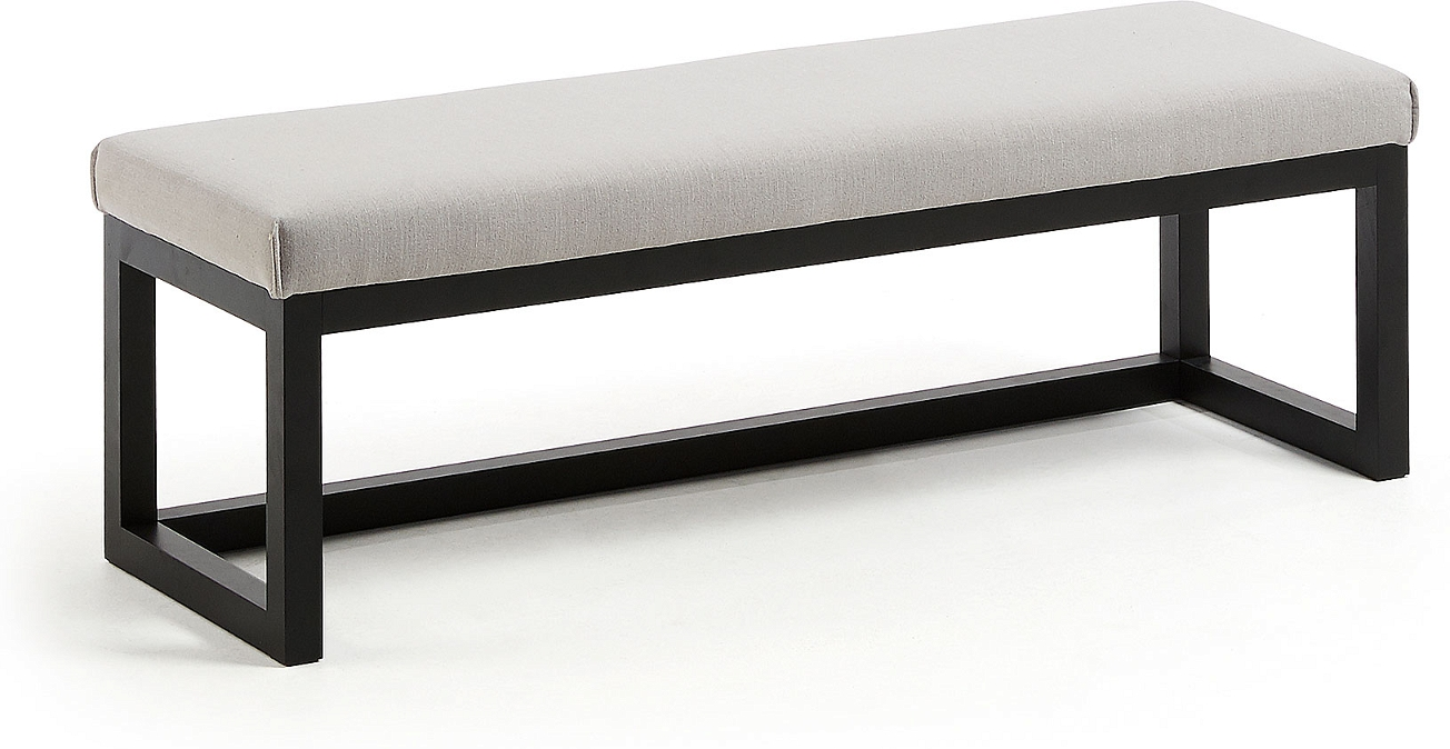 Entrébænk Kave Home Loya polstret grå/sort med opbevaring 128x42x41 cm