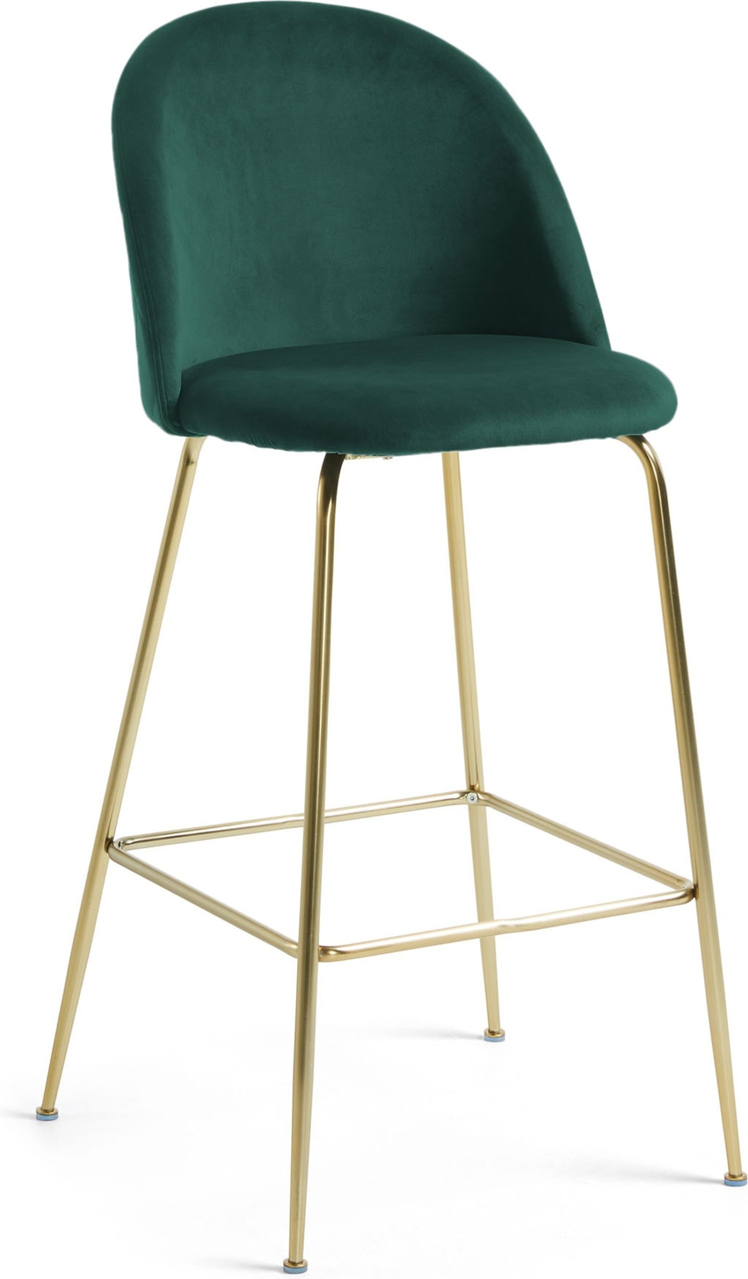 Barstol Kave Home Ivonne i blødt grønt stof med gulddetaljer  -  vintage nordisk design