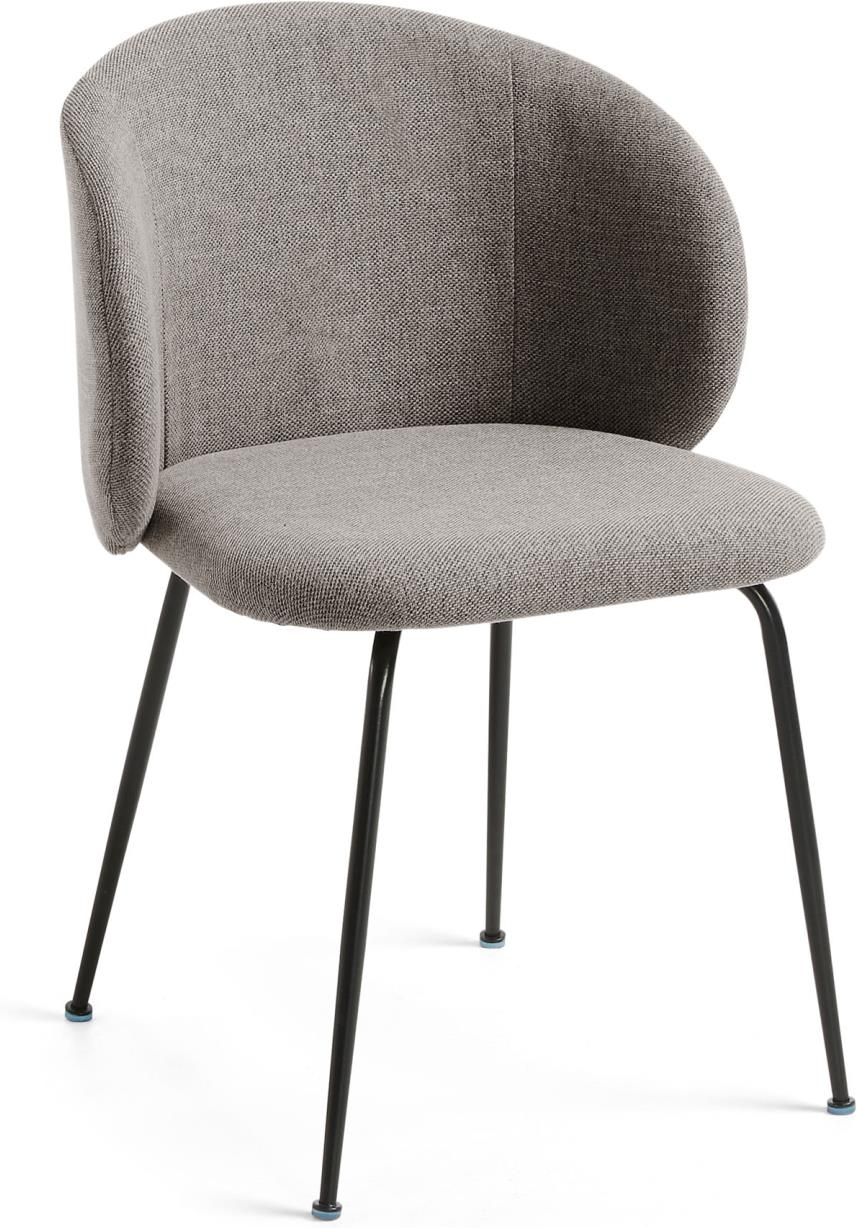 Spisebordsstol Kave Home Monna stofpolstret grå med sort stel  -  moderne nordisk design
