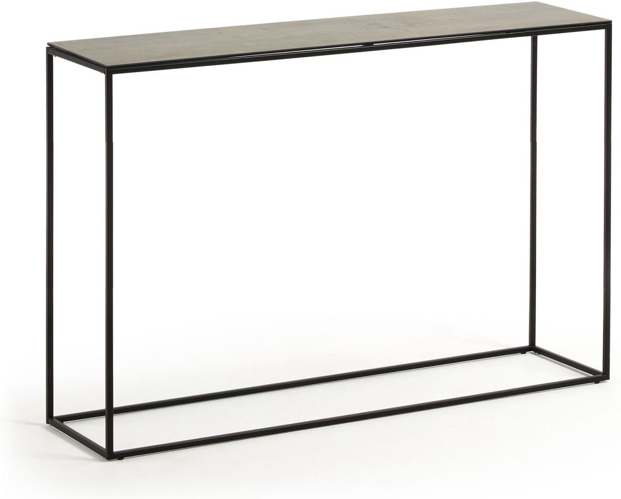 Konsolbord Kave Home Rewena i keramik og stål industrielt moderne grå-sort H75ÃB30ÃL110 cm