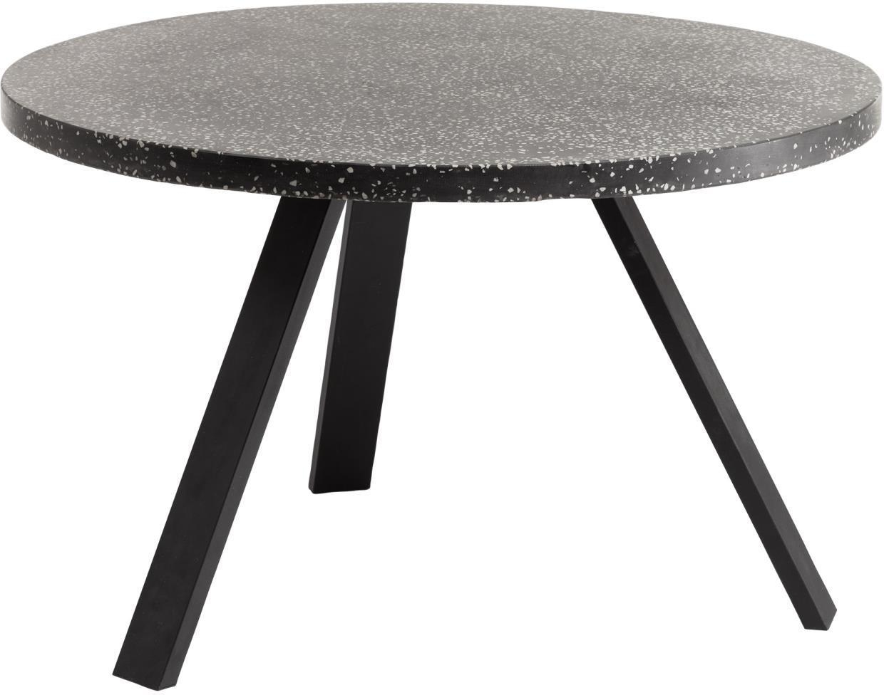 Rundt udendørs spisebord Kave Home Shanelle Ø120 sort terrazzo og galvaniseret stål