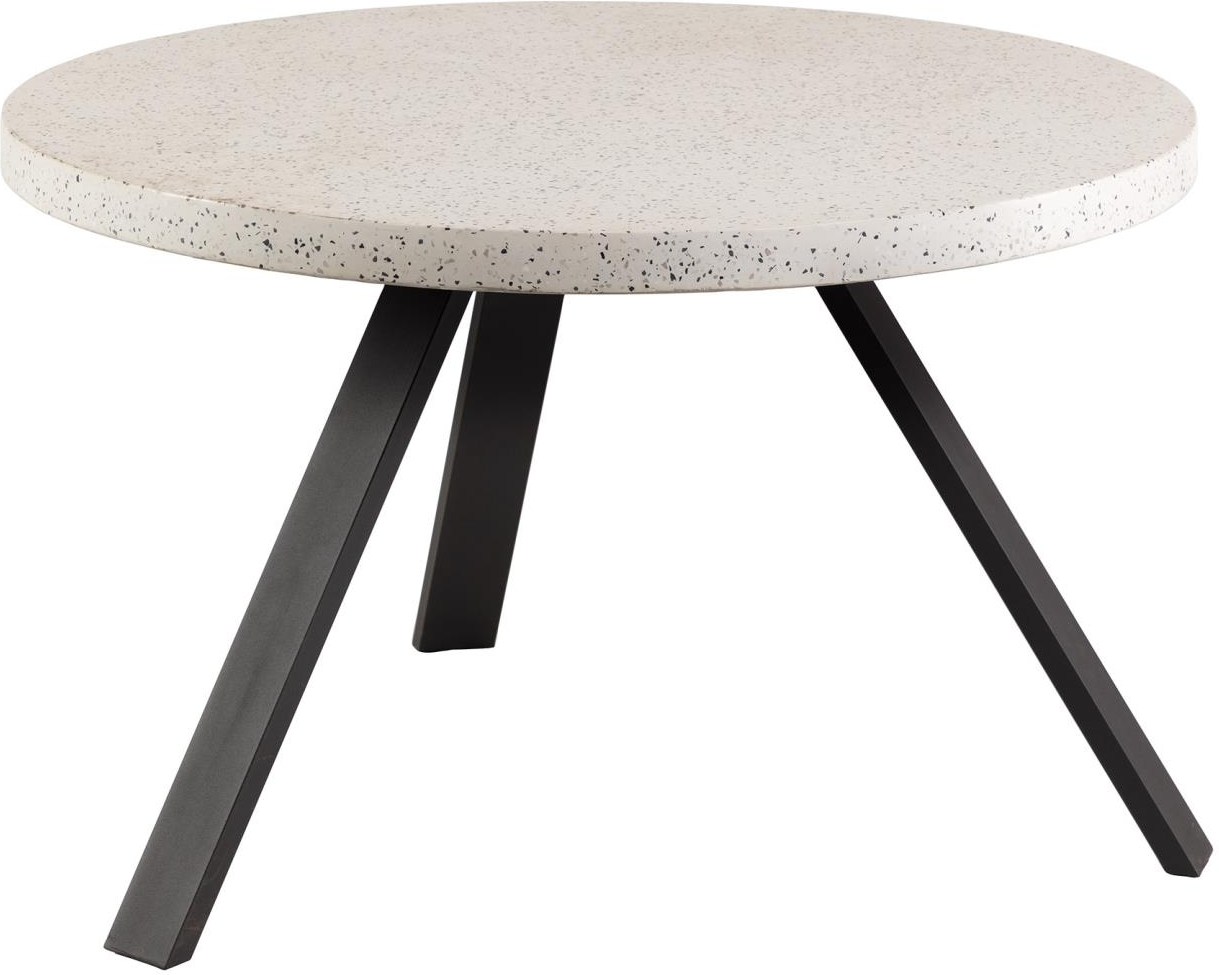 Udendørs spisebord Kave Home Shanelle Ø120 cm terrazzo top hvid/sort stålben