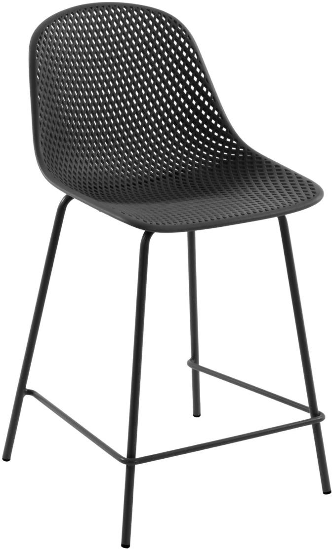 Barstol Kave Home Quinby grå  -  97 cm høj UV-resistent polypropylen/stål med gulvbeskyttere max 150 kg
