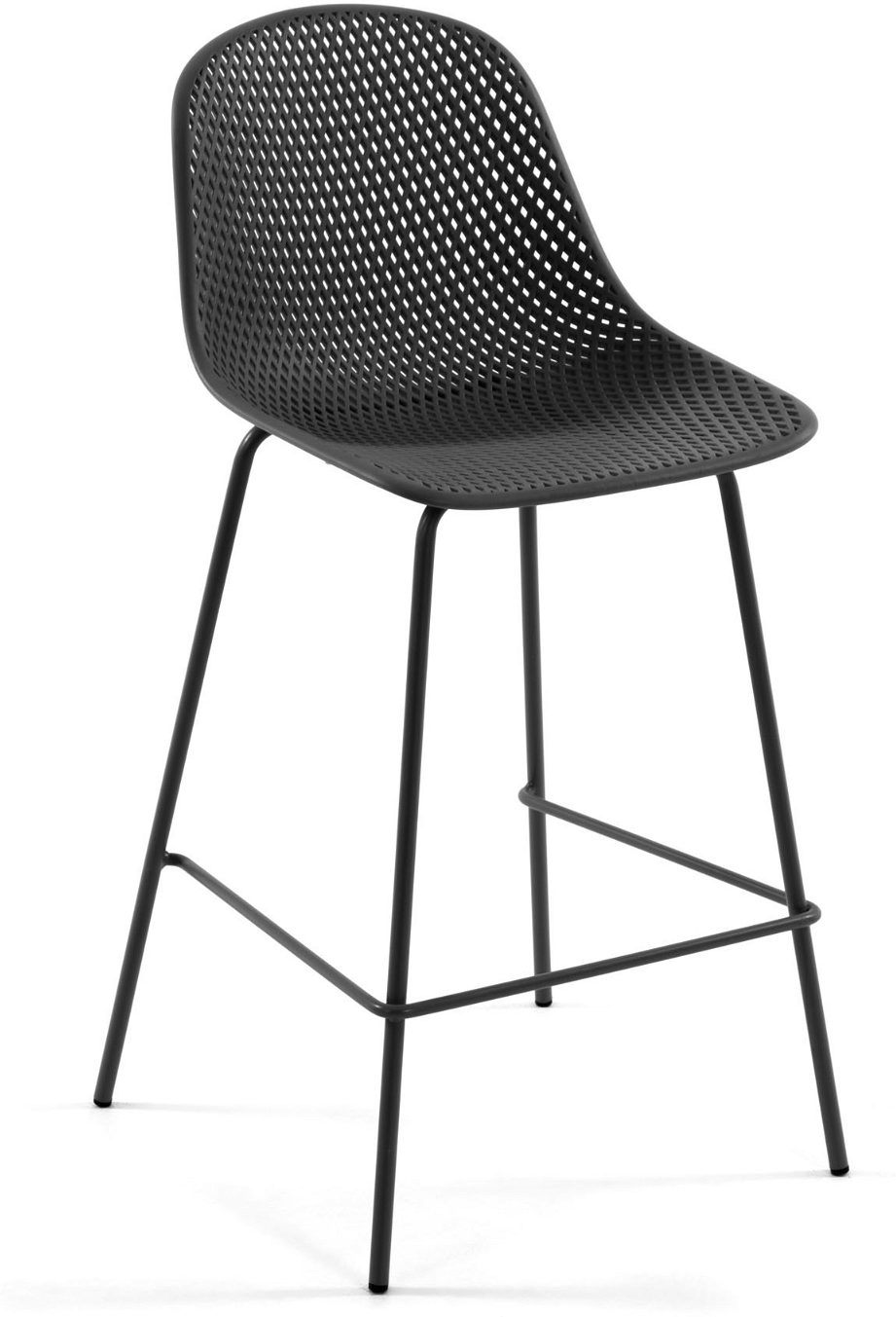 Barstol Kave Home Quinby grå polypropylen og stål UV-resistent moderne design