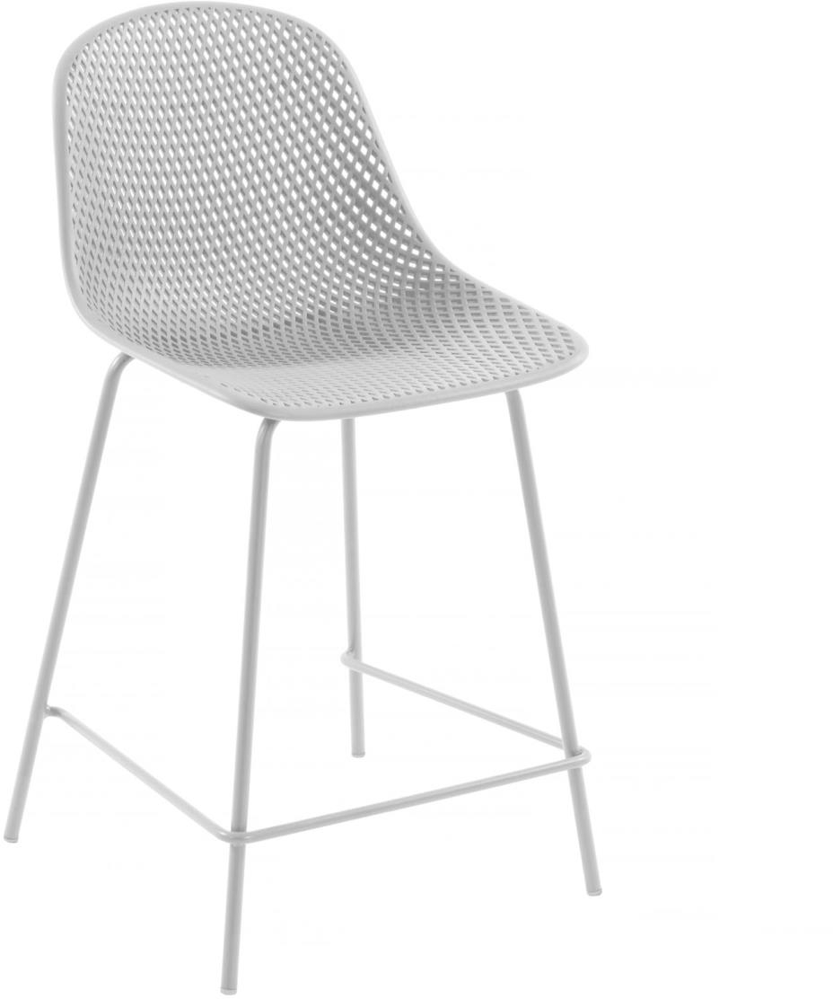Barstol Kave Home Quinby  -  moderne hvid polypropylen/stål barkrakk med fodstøtte, UV-modstandsdygtig H97 Ã D49 cm