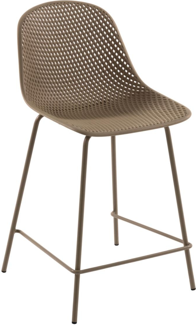 Barstol Kave Home Quinby beige i UV-resistent polypropylen med pulverlakeret stålramme og fodstøtte