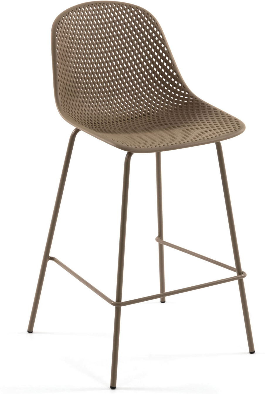Barstol Kave Home Quinby Beige  -  moderne nordisk højbordsstol i polypropylen og stål H107ÃB49ÃD49 cm