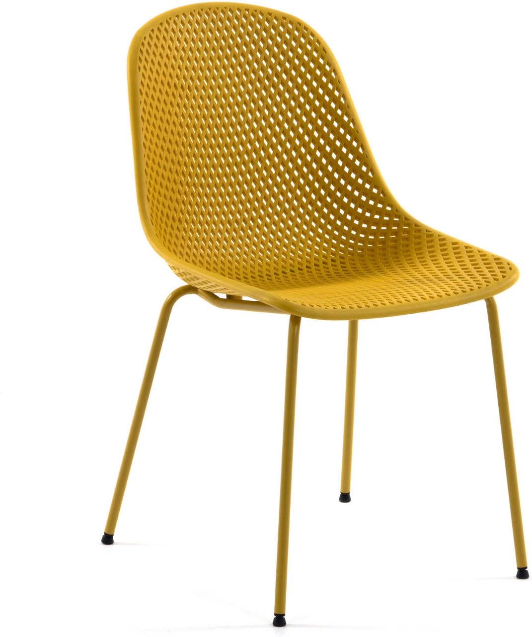 Spisebordsstol Kave Home Quinby sennepsgul polypropylen/stål H82xB46xD58 cm