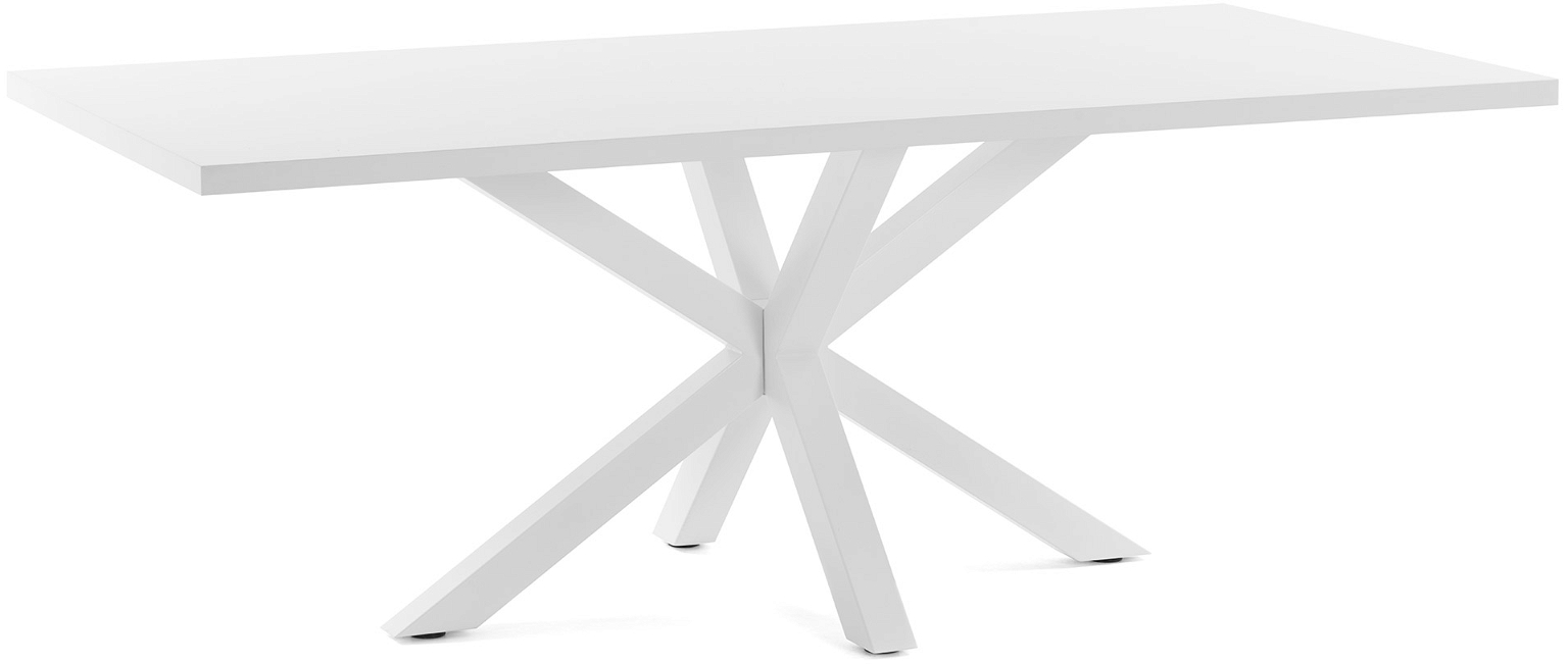 Spisebord Kave Home New argo 160x100 cm hvid MDF med mat melamin bordplade stålben