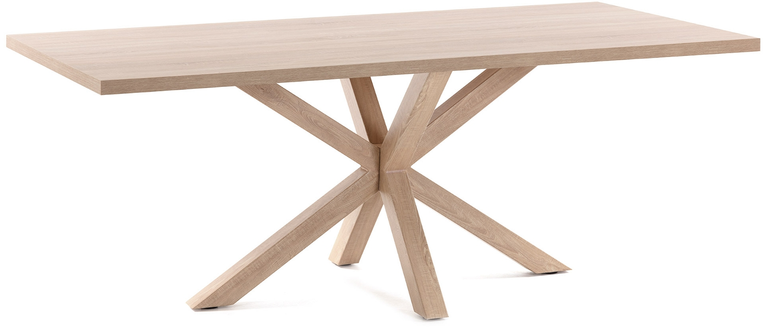 Spisebord Kave Home New Argo 160x100x78 cm natur finértræ stål krydsstel nordisk design til 8 personer