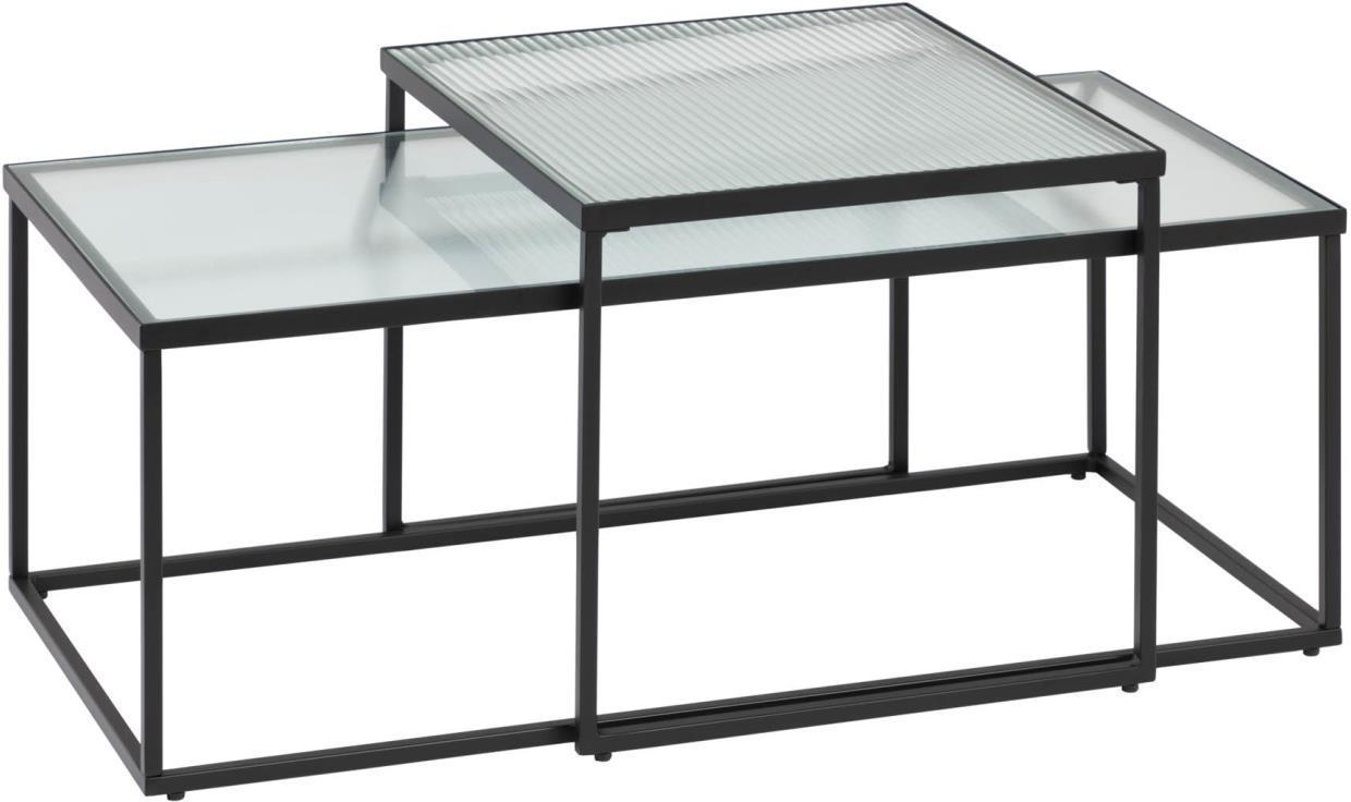 Sofabord/kaffebord Kave Home Akemi i hærdet glas og stål, sort/klar, 100x55x43 cm