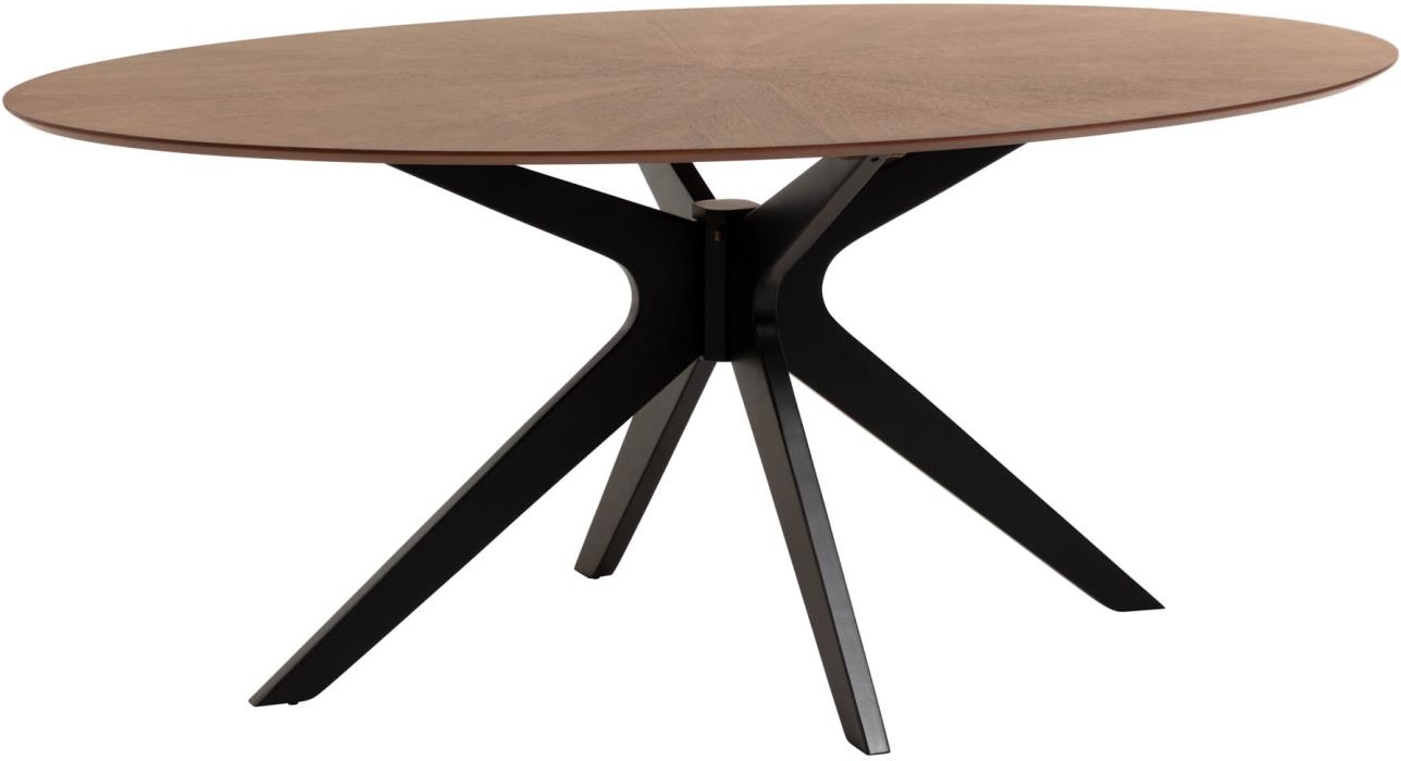 Spisebord Kave Home Naanim valnøddetræ bordplade med sorte ben L180 x B110 cm