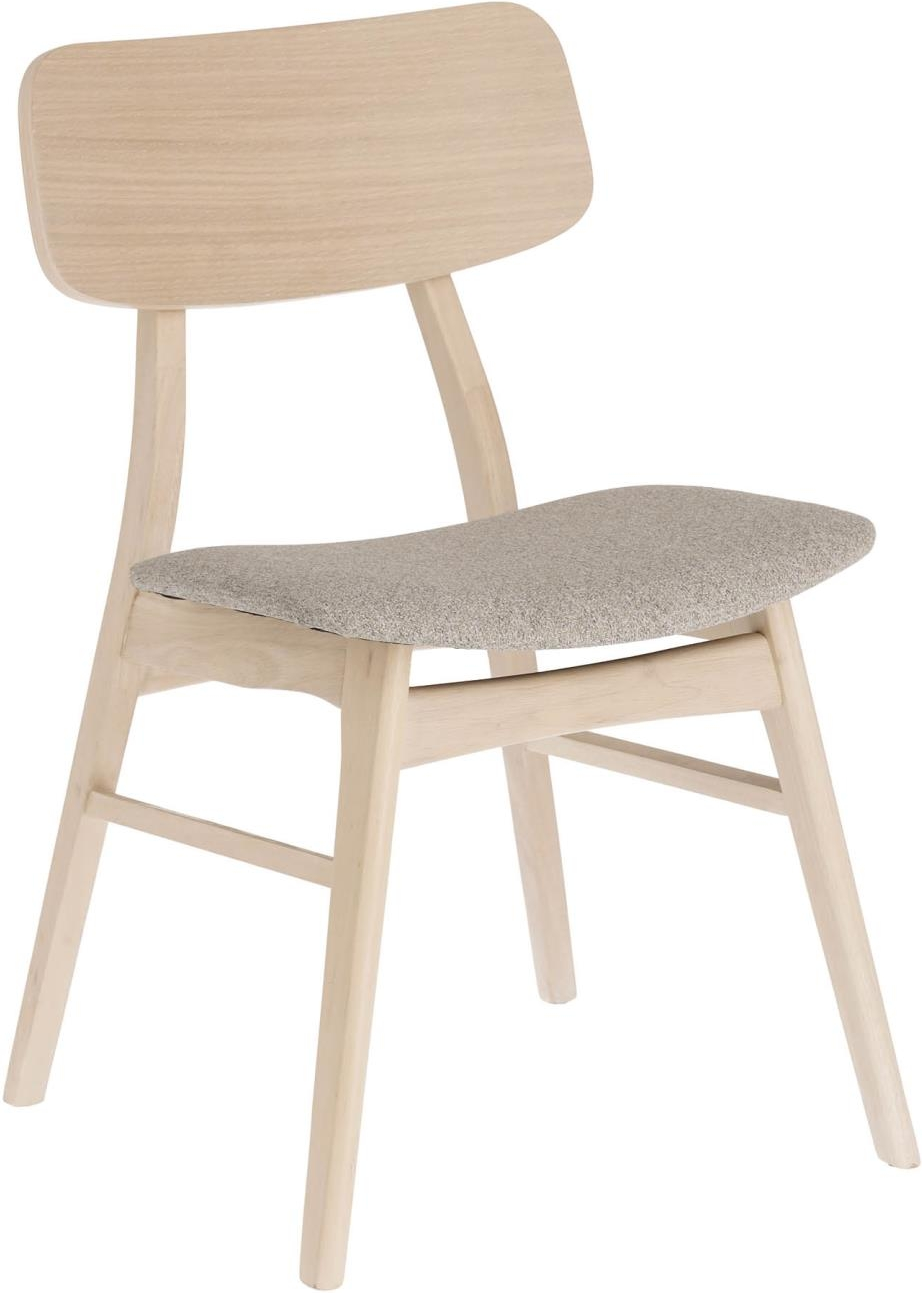 Spisebordsstol Kave Home Selia i massivt gummitræ natur/beige med polstret stofsæde nordisk design