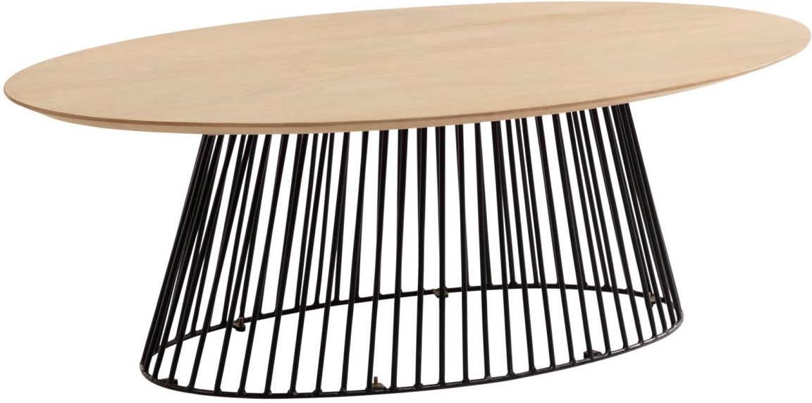 Sofabord Kave Home Leska i massivt mangotræ og matsort metal 120x65x40 cm