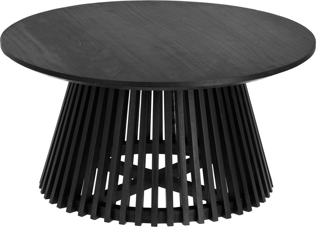 Sofabord Kave Home Jeanette 80 x 80 x 40 cm massivt minditræ sort rustik kolonial