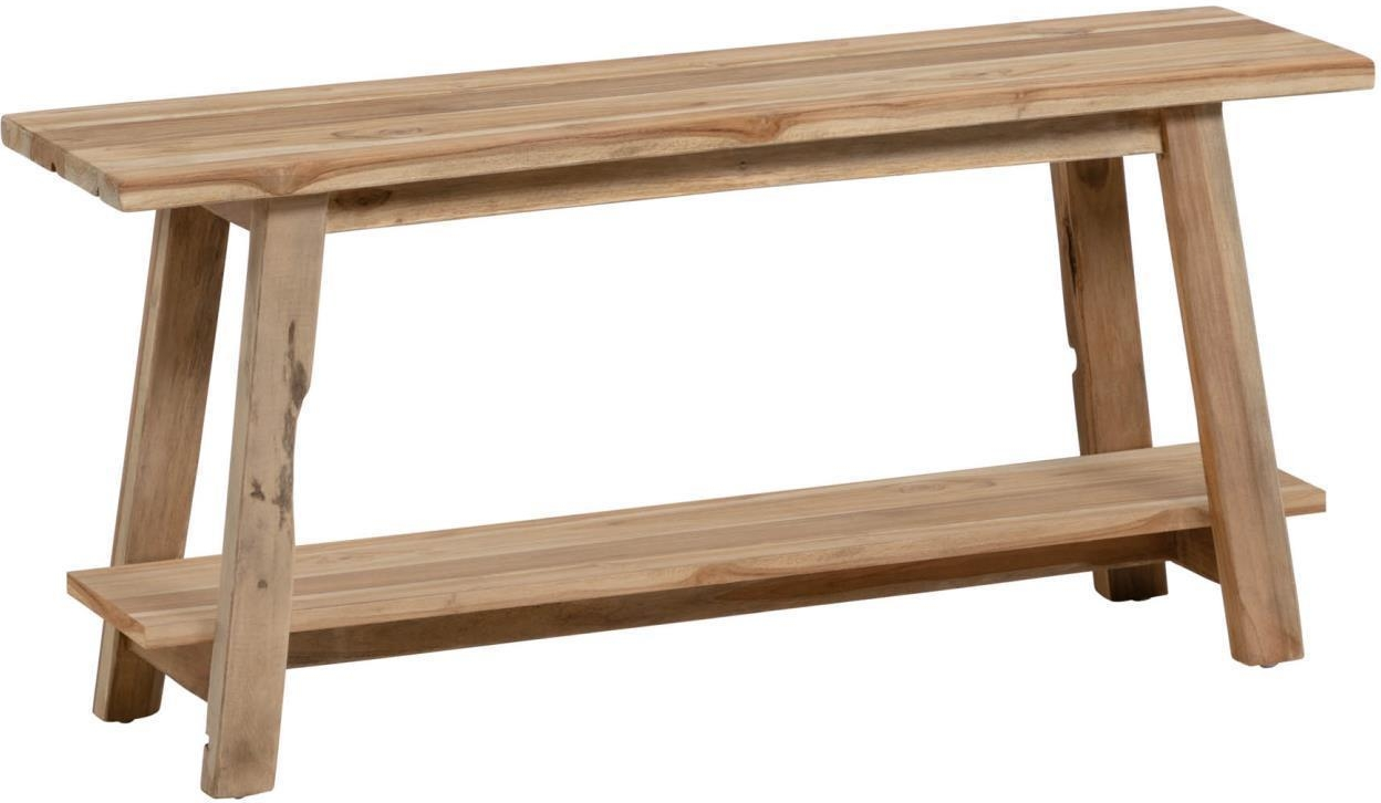 Entrébænk Kave Home Safara 100% genbrugt massivt teaktræ natur rustic kolonial 100Ã32Ã46 cm