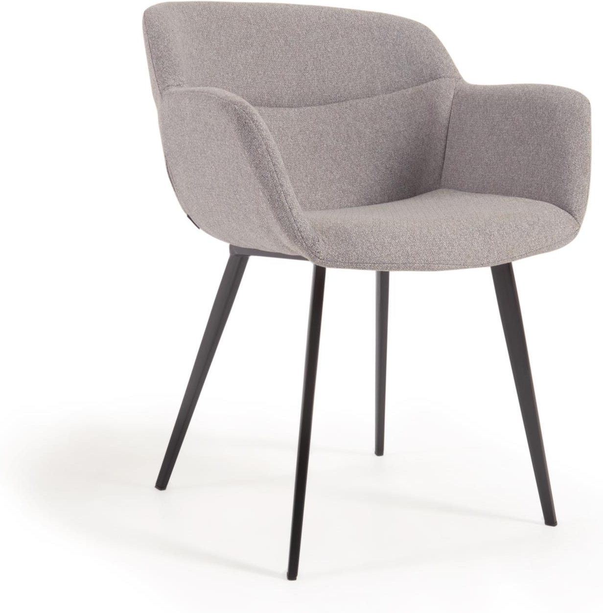 Spisebordsstol med armlæn / spisestuestol Kave Home Nadya  -  grå polstret stof, nordisk design