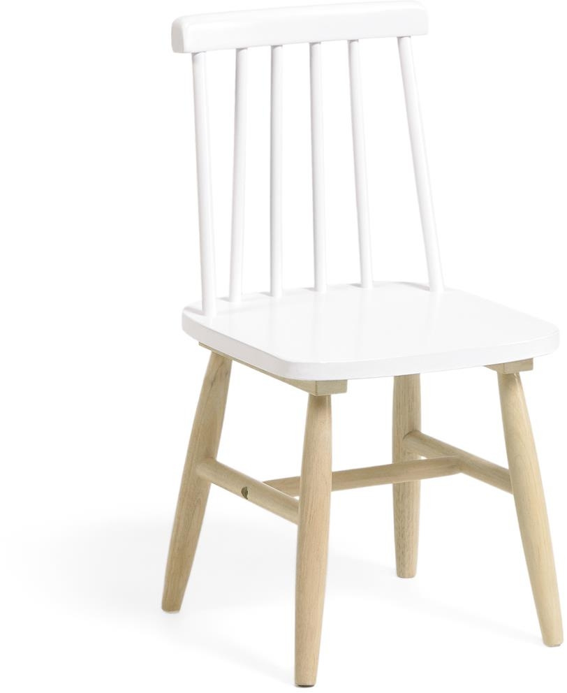 Børnestol Kave Home Tressia i massivt gummitræ med hvidt sæde  -  H59,5xB30xL29,5cm