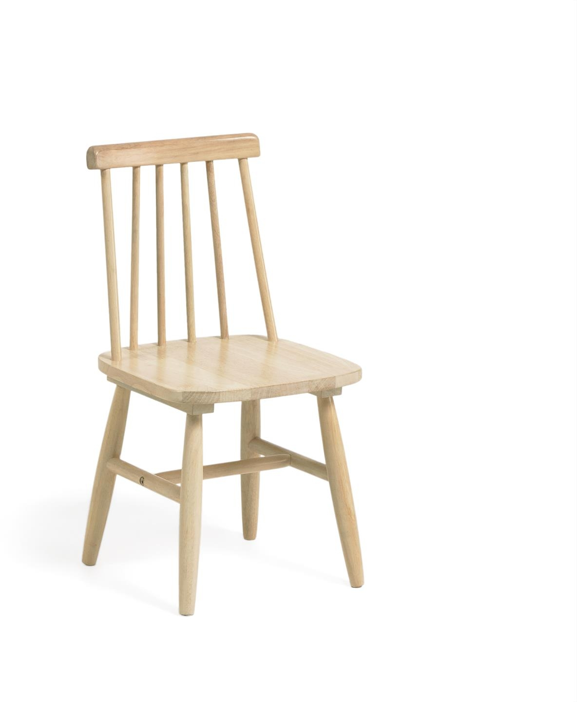 Børnestol Kave Home Tressia massivt gummitræ natur, vandbaseret lak, nylonpuder H59,5 cm