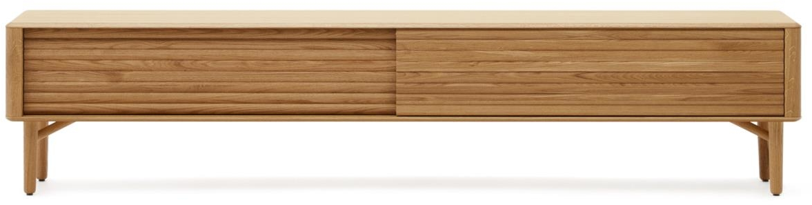 TV-bord Kave Home Lenon massivt egetræ natur 200 x 35 x 57 cm mediemøbel