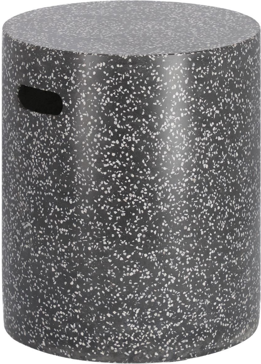 Udendørs sidebord/skammel Kave Home Jenell i sort cement - H46 x B35 x D35 cm