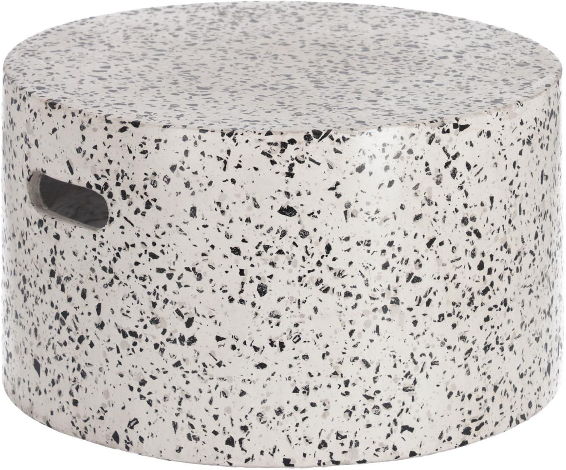 Udendørs sofabord Kave Home Jenell i cement med hvid terrazzo finish 52x52x30 cm