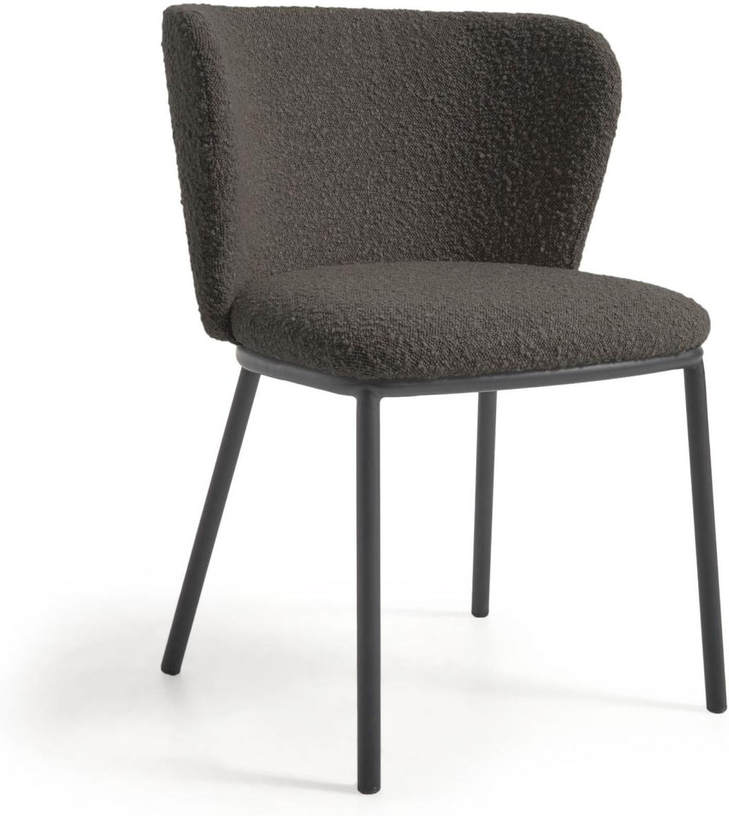 Spisebordsstol Kave Home Ciselia  -  moderne nordisk designstol med sort shearling-polstring