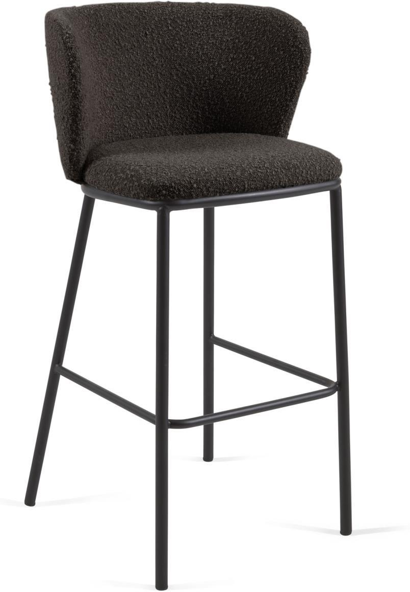 Barstol Kave Home Ciselia polstret med shearling sort moderne design H102xB48xD54 cm